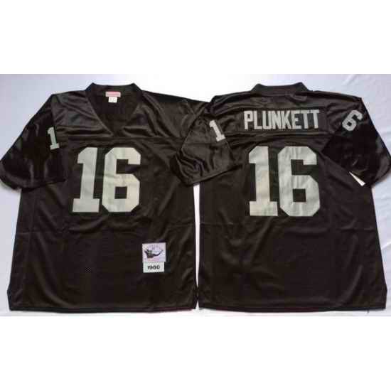 Men Las Vegas Raiders 16 Jim Plunkett Black M&N Throwback Jersey